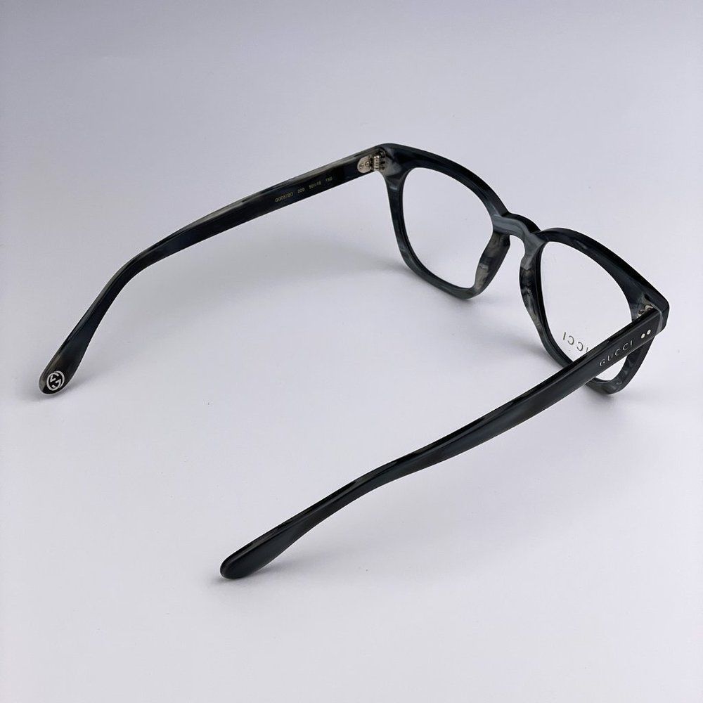 🔥 GUCCI Logo GG0572O 009 Eyeglasses Black Gray Square Unisex - Picture 8 of 11